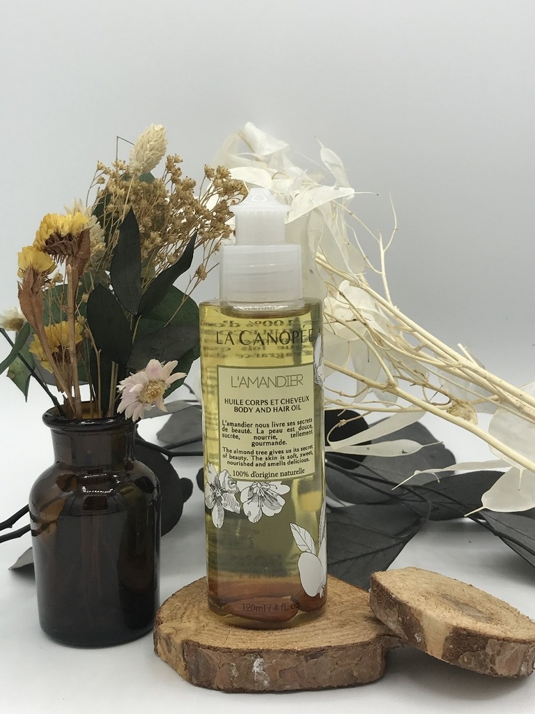 L'AMANDIER HUILE CORPS ET CHEVEUX - 120ml - LA CANOPEE