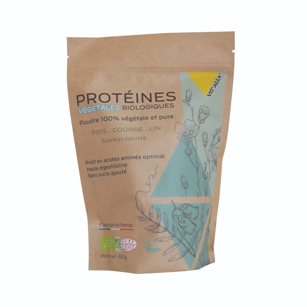 PROTEINES VEGETALES BIOLOGIQUES - NEUTRE - 450 G - VIT ALL+