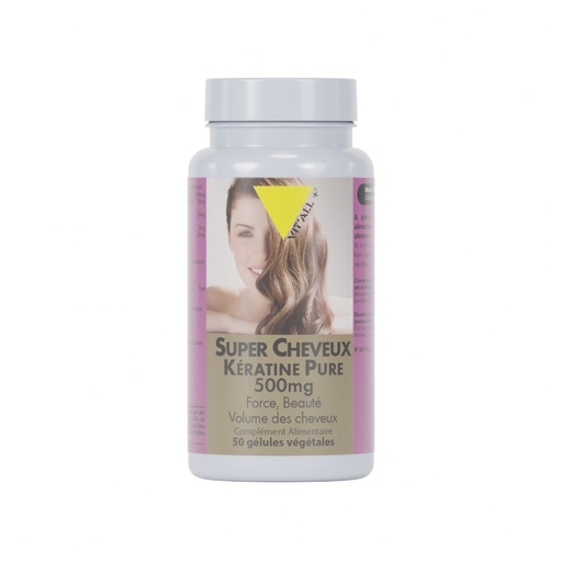 SUPER CHEVEUX KERATINE PURE 500MG - 50 GELULES - VIT ALL +